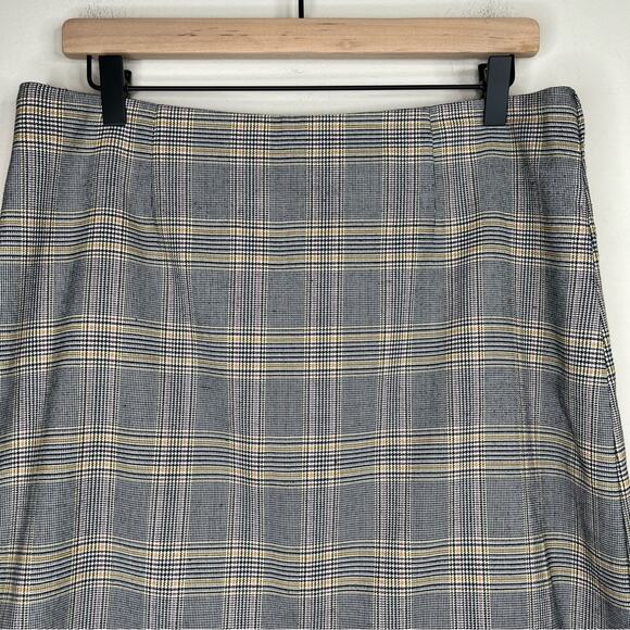 1. State gray yellow glen plaid mini pencil skirt 10 - Picture 2 of 7